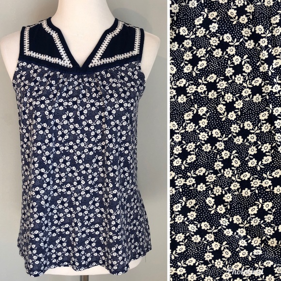 Levi’s Navy Blue White Ditsy Print Tank, size Small - Picture 1 of 8